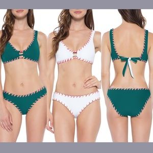 NEW $132 Becca Camille‎ Top [ Small ]+ Bikini Bottom [ Medium ] Fern/White
